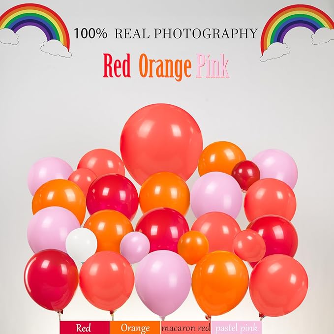 Sesame Friends Birthday Party decorations Cartoon Theme primary color Balloon Garland Kit Red Orange Pink White Latex Balloon Arch With background For kid birthday supplies Back to School decorations