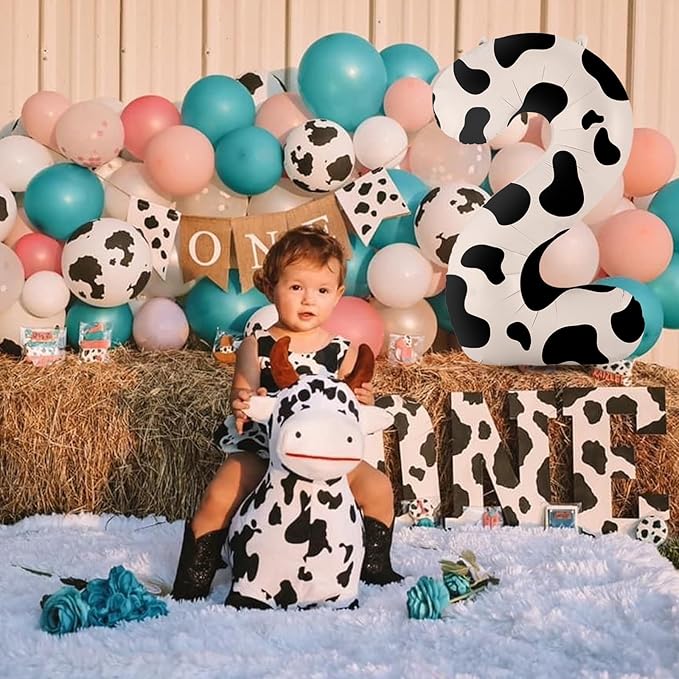 40 Inch Cow Print Balloon, Number 2 balloons Cow Balloons for 1st birthday decoration, Large Cow Number Balloons for western party decorations Baby Shower Animal Theme Party Holiday Decor