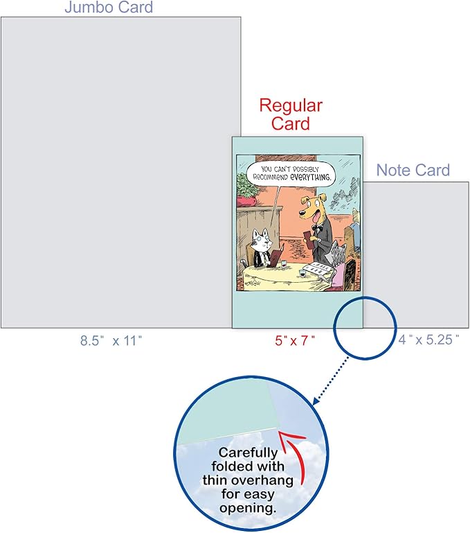 NobleWorks - 1 Humor Birthday Card with Envelope - Funny Cartoons for Birthday Greetings, Celebration Notecard - Waiter Recommendations C6954BDG