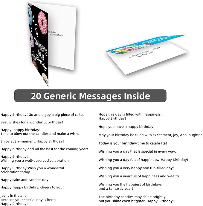 160 Happy Birthday Cards with Envelopes, Birthday Cards Bulk with Short Generic Message Inside, 20 Unique Designs, 4x6 inches, Birthday Cards Assortment for Business and Personal