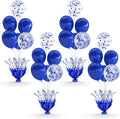 4 Set Royal Blue Table Balloons Foil Spray Centerpiece with Royal Blue and Confetti Balloons Stand Kit for Birthday Party Girls Baby Shower Wedding Bridal Shower Prom Graduation Table Decorations