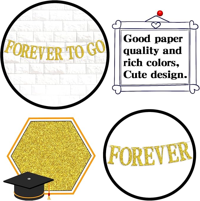 1 Year Down Forever to Go Banner, 1 Year of Marriage Gift, Happy 1st Wedding Anniversary Party Decoration Supplies, Gold Glitter