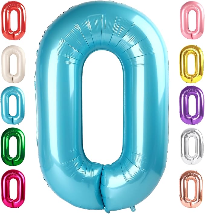 Number 0 Balloons 40 Inch Pearl Blue Number Balloons for 10 20 30 40 50 60 70 80 90 100 Numbers Balloon Birthday Decorations Wedding Event Baby Shower