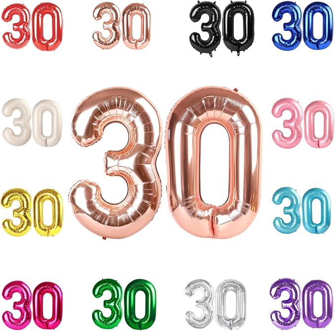 30 Balloon Number, Rose Gold Number 30th Birthday Balloons 40 Inch, 30 Years Old Rose Gold Birthday Decorations for Men Women, 30th Anniversary Decorations