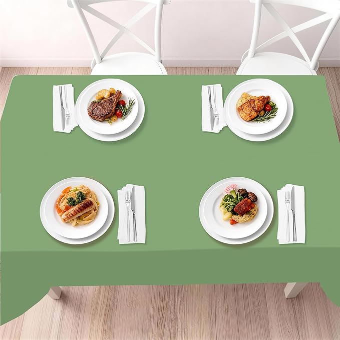 Childom 3 Pack Sage Green Tablecloths,54"x108" Plastic Table Cloth Disposable for Rectangle Tables,Sage Green Table Cover for Dinner Outdoor Picnic Birthday Bridal Wedding Baby Shower Party Decoration