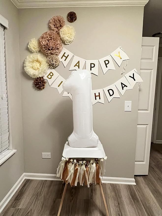 Number Balloons 1, 40 Inch One Balloons for 1st Birthday Girl Boy 1 11 21 Party Decorations Baby Shower Photo Shoot, White 1 Balloon