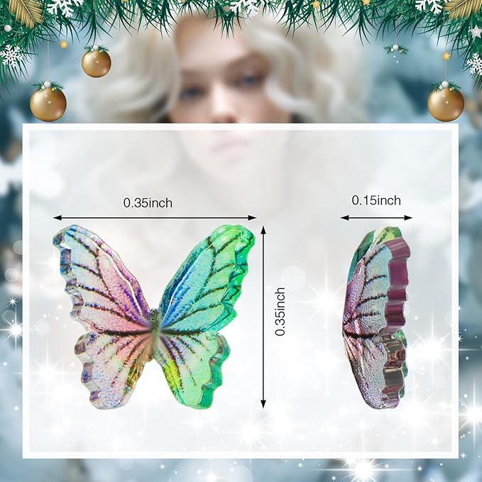 50PCS Mini Butterflies for Crafts Dollhouse Miniatures Resin Mini Things Tiny Butterflies for Fairy Garden Dollhouse Micro Landscaping Decoration