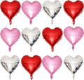 Lovoir 12 Pcs Red Heart Shape Foil Mylar Balloons 18 Inch Love Balloons for Valentine's Day Birthday Party Decorations Wedding Engagement Romantic Decor (Pearl Pink & Red & Silver)