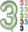 Sage Green Number 3 Balloon 40 Inch, 3 Balloon Number, 3rd Birthday Decorations, Oliver Green Party Supplies for Boys Girls