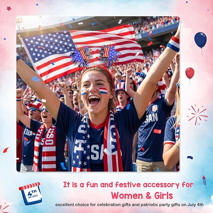 Independence Day Gifts for Women USA Flag Star Red White Blue Ribbon Headband 4th of July Hair Decor Party Accessories