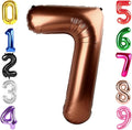 40 Inch Coffee Brown Number 7 Balloon, Giant 7 Number Balloons for 7th Birthday Decorations, Party Supplies for Baby Boy Girl, Coffee Brown Party Decor