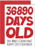Stuff4 101st Birthday Card for Men Women Him Her - 36890 Days Old - Funny One-Hundred First Happy Birthday Card for Grandma Grandpa Gran Mom Dad, A5 Humor Joke Greeting Cards