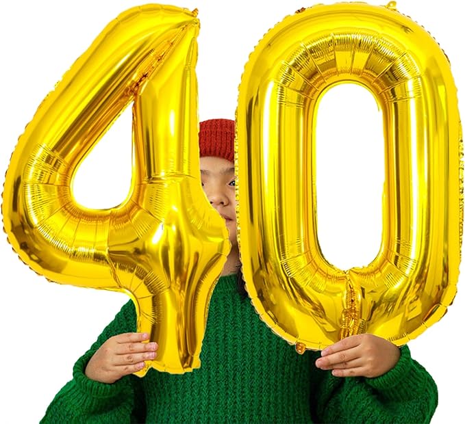 Gold Number Balloons Birthday Balloons - Giant Gold Number 40 Balloon 40 inch, Numbers Balloon 10th Birthday Decorations, Gold Party Supplies for Women Men