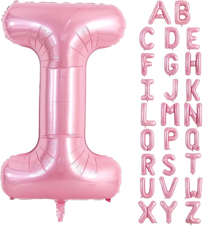 TONIFUL 40 Inch Large Pink Letter I Balloons Giant Foil Mylar Alphabet Balloon for Birthday Party Anniversary Baby Shower Wedding Supplies Decorations