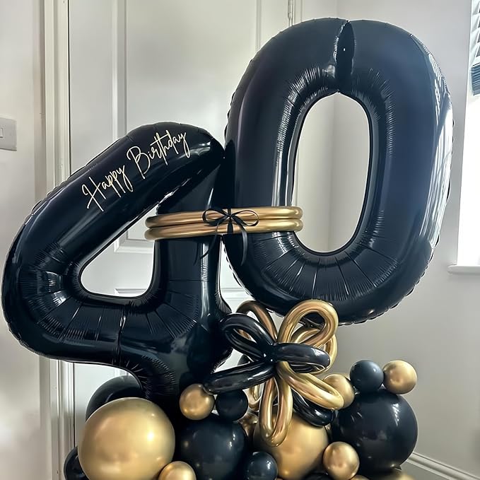 Black 9 Balloon Number,40 Inch Number 9 Balloon Large Black 9 Foil Mylar Helium Balloon for Birthday Party Decorations