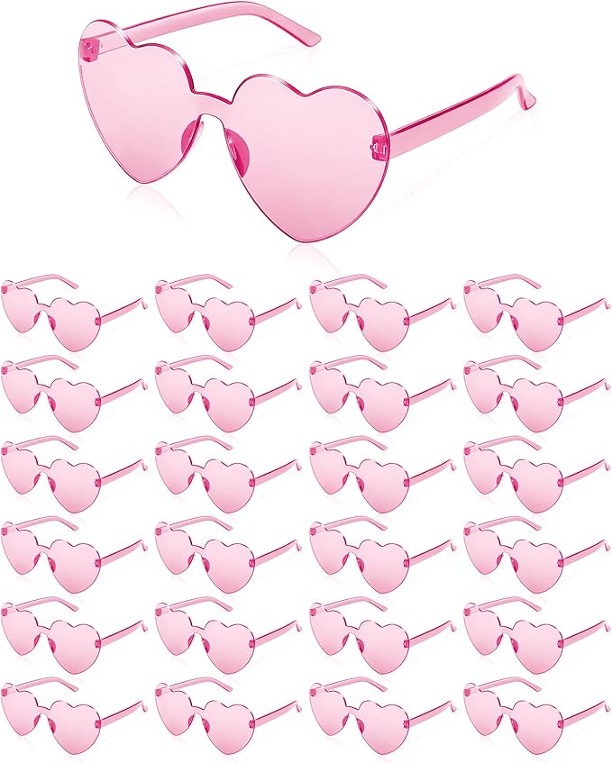 24 Pairs Heart Sunglasses for Women Heart Shaped Sunglasses Bulk Pink Heart Glasses for Party Favor(pink)