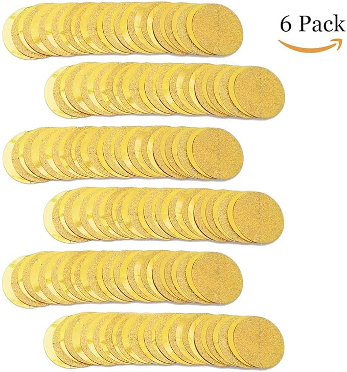 6 Pcs Glitter Gold Paper Circle Dots Garland (52 Feet) - Hanging Decorations for Birthday, Bachelorette, Engagement, Bridal Shower, Wedding, Baby Shower & Christmas