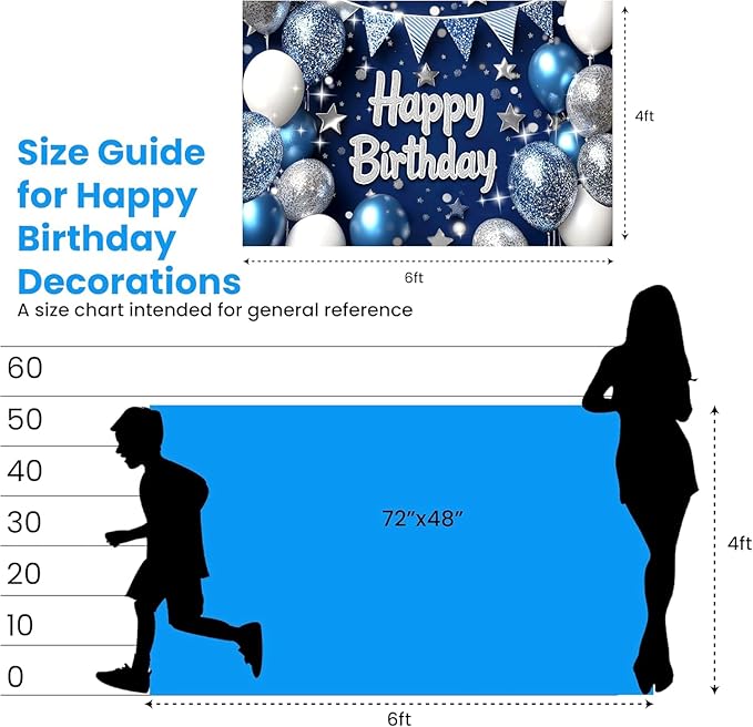 Royal Navy Blue Silver Happy Birthday Banner for Men 7x5ft Happy Birthday Backdrop for Boys Royal Blue Backdrop Birthday Decorations for Men Party Banner Decoraciones De Cumpleaños