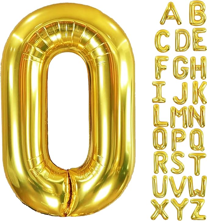 40 Inch Letter Foil Balloons Gold for Graduation, Birthday, Wedding Decorations Jumbo Photo Backdrops Big Alphabet O