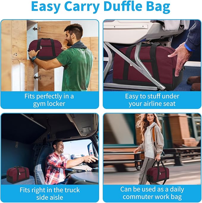 Apenze Small Gym Bag 14 inch lightweight Carry On Mini Duffel Bag for Travel Sport - Wine Red