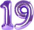 Numbers 40Inch Balloon, Purple Number 19 Balloons Birthday Decoration for Men & Women, Foil Purple Party Decorations for Birthday Wedding Engagement Memroial Day's