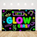 Neon Glow Party Decorations Supplies Backdrop 5x3ft Glow in The Dark Let’s Glow Banner Photography Background Birthday Sleppover Graffiti Splash Paint Black Light Kids Photo Booth