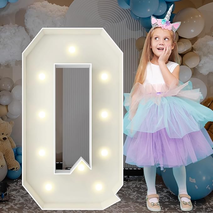 3FT Marquee Light Up Letters, Large Marquee Letters, Pre-cut Foam Board Letter Q for Engagement Wedding Decorations Birthday Party Backdrop Decor, Balloon Arch Kit