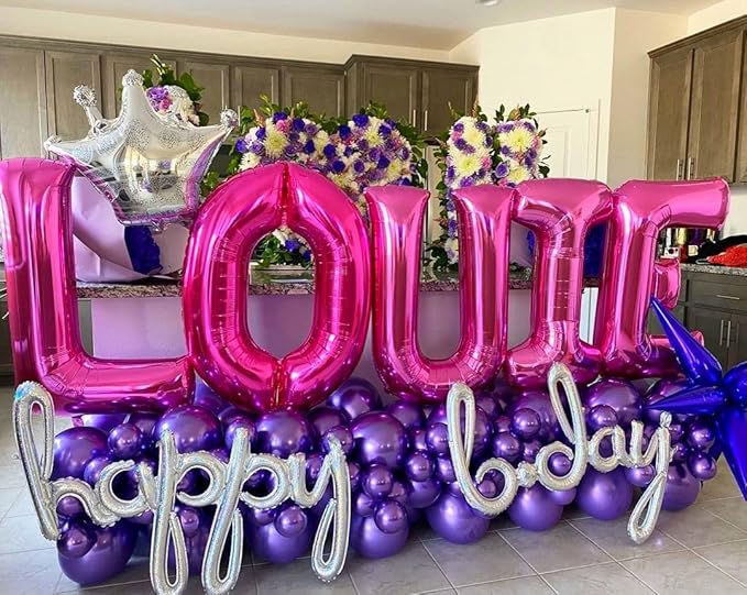 40 Inch Large Hot Pink Letter F Balloons Alphabet F Letter Balloons Foil Mylar Letter A Balloons for Birthday Party Anniversary New Year Graduation Wedding