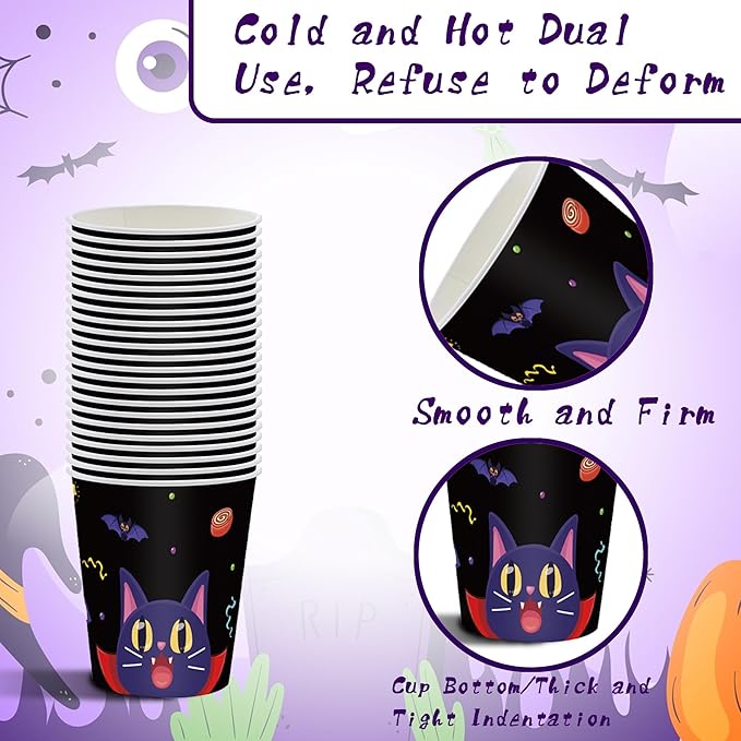 Halloween Party Supplies Decoration Set, 141 Pieces Includes Plates, Napkins, Cups, Tablecloth and Tableware for Halloween Horror Theme Party Decorations, Serves 20 ( Cartoon )