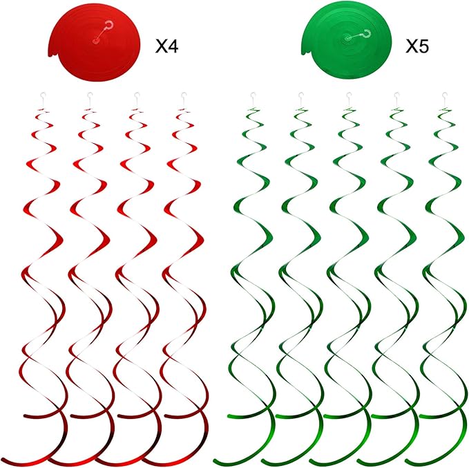 30 Pcs Christmas Swirl Ceiling Hanging Decorations Set Xmas Holiday Snowman Elk Sign Hanging Foil Indoor Decorations for Ceiling Xmas Holiday Party Supplies (Santa Bell Snowman)