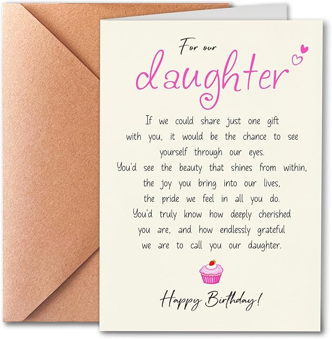 Cute Birthday Cards from Mom and Dad to Daughter, Sweet Poems from Proud Parents to Their Adult Daughters, You Are Our Daughter, (Cherished Forever) with Envelope