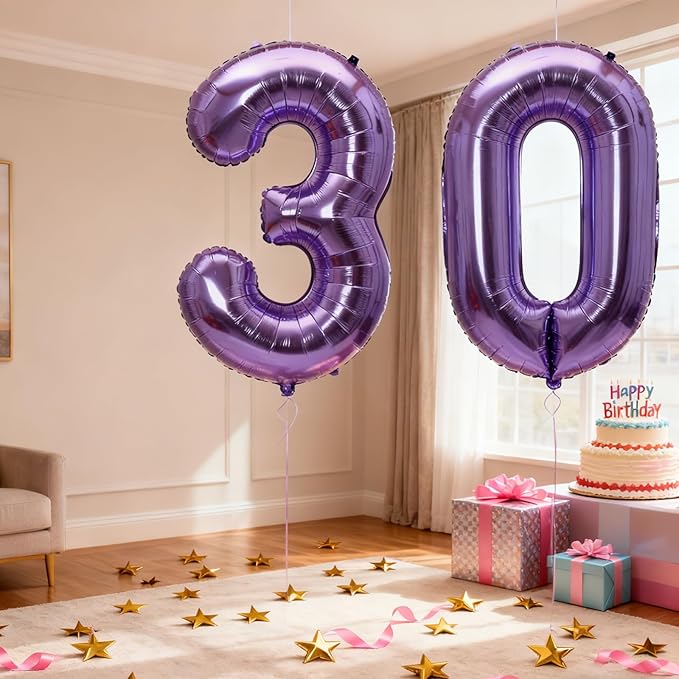 40 Inch Large Foil Helium Number Balloon Birthday Wedding Party 0-9 (Purple, 1)