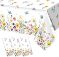 3 Pieces Wildflower Tablecloths Spring Floral Baby Shower Birthday Tablecover Plastic Disposable Rectangle Table Covers for Spring Summer Picnic Wedding Tea Party
