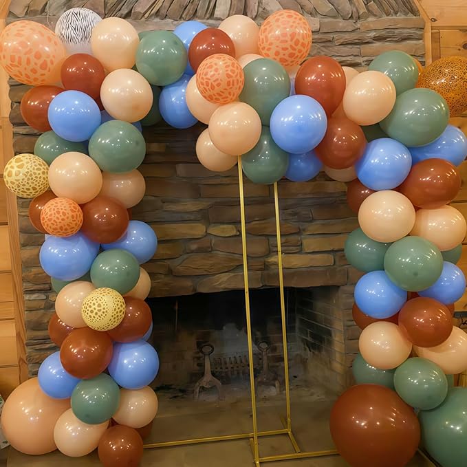 Sage Green Brown Balloon Arch Garland Kit, Olive Green Cream Nude Safari Balloons Brown Coffee Beige Light Blue Giraffe Print Balloons for Jungle Hunting Woodland Birthday Baby Shower Wild Decorations