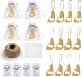50pcs Baby Footprint Keychains & Bottle Opener Party Favors with Organza Bag (Gold)