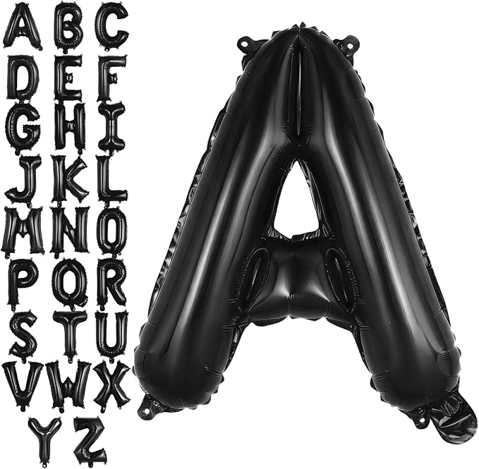 Black Letter A Balloons, 40 Inch Large Foil Letter Balloons, Custom Phrase Balloon for Birthday Party Wedding Anniversary Decoration (Black A)
