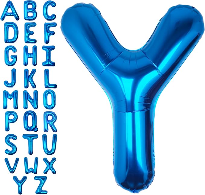40Inch Blue Letter Y Balloon Foil Helium Letter Balloons A-Z Giant Large Mylar Big Party Balloon for Birthday Party Decorations