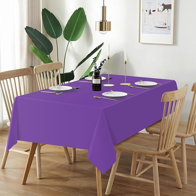 QIKSION Purple Plastic Table Cloth Disposable 3 Pack, 54 x 108 Inch Tablecloths for Party, Birthday, Graduation, Halloween Decorations, Rectangle Table Cover