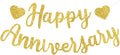 BEISHIDA Gold Happy Anniversary Banner, Pre-Strung - Gold Glitter Happy Anniversary Sign for Wedding Party Decorations