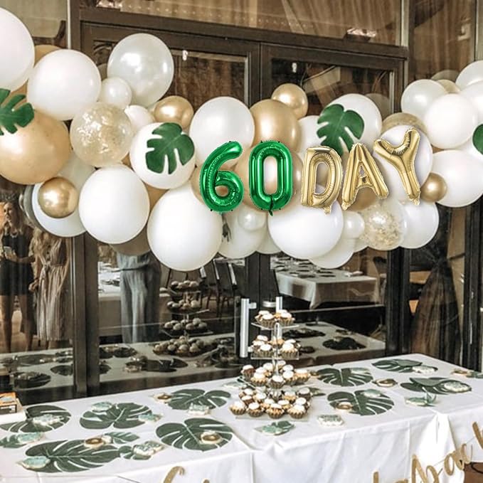 TONIFUL Balloons 16 Inch Green 0-9 Number Mylar Foil Balloons 10 Pcs Green Custom Digital Balloons for 2026 New Year Eve Birthday Party Engagement Graduations Anniversary Baby Shower