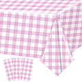 3 Pack Purple Gingham Tablecloths, 54 X 108Inch Disposable Party Table Covers Scalloped Purple Checkered Table Cloth Waterproof Purple White Tablecloth for Birthday Barbecue Tea Party Wedding
