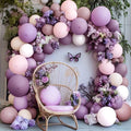 Purple Pink Balloon Arch Kit, Double Stuffed Pastel Pink Lavender White Beige Balloon Garland Dusty Light Lilac Cream Balloons for Birthday Baby Shower Wedding Butterfly Flower Party Decor