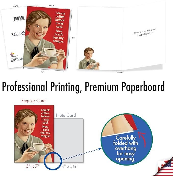 NobleWorks Funny Birthday Greeting Card with 5 x 7 Inch Envelope (1 Card) Bday Can't Feel Tongue C11080BDG