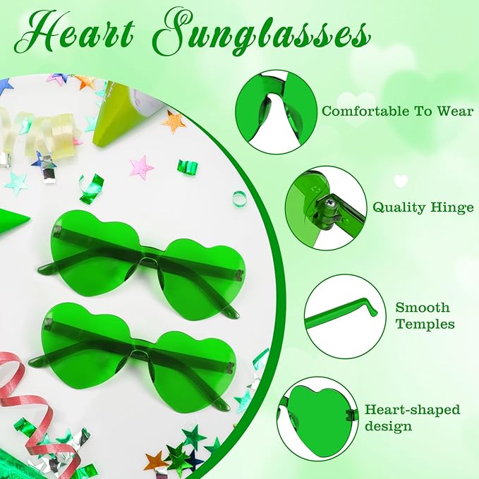 PLULON Heart Sunglasses for Women 5/12/25 Pcs, Heart Glasses Valentine Day Rimless Shaped Candy Color Fun Glasses Party Favor