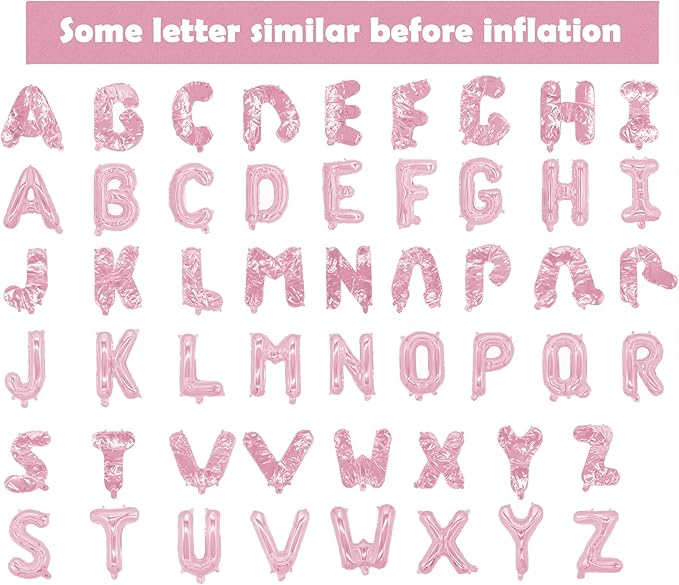 16 Inch pink Letter Balloons Mylar Foil Alphabet Letter A-Z Balloons Set for Wedding Birthday Party Decoration Banner(26pcs Pack,) (Light pink)