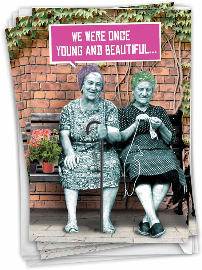 NobleWorks - Pack of 3 Hilarious Birthday Greeting Cards with Envelopes (1 Designs, 3 Each) - Young and Beautiful C3635BDG-C3x1