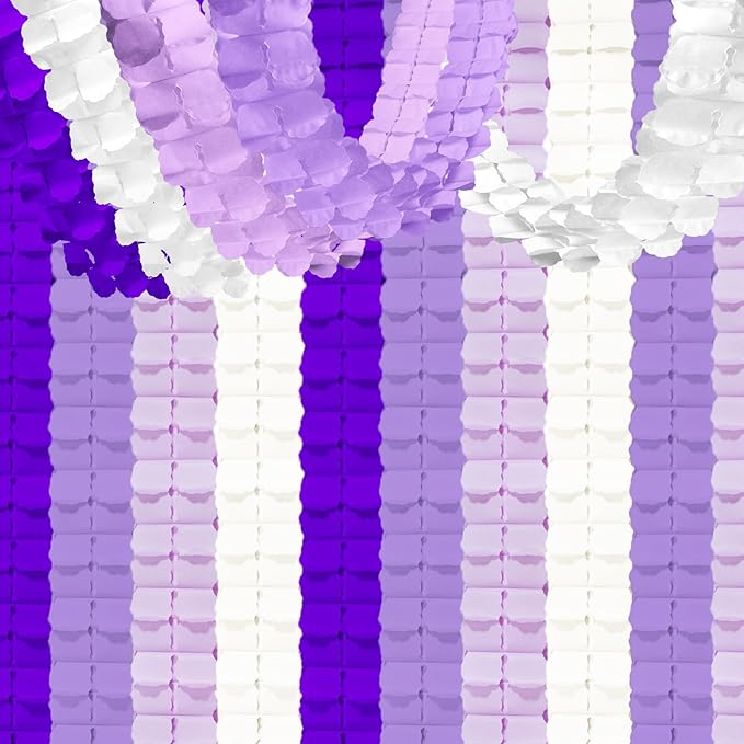 Purple Birthday Party-Decorations for Women - Purple White Lavender Party Decor Garland Paper Banner Streamers Baby Bridal Shower Graduation Wedding Engagement Bachelorette 4-Leaf Clover Garsellen