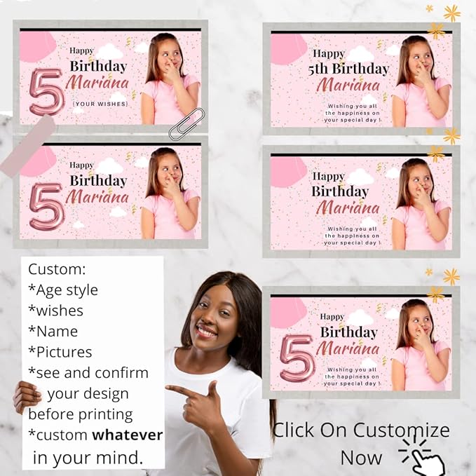 Custom Happy Birthday Vinyl Banner Sign, Personalized Party Backdrop, Gift, and Decoration - From NiceMemoryLLC. (Style-22)