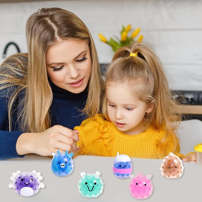 24 Pack Cute Animals Squishies for Kids, Kawaii Mini Squeeze Toys, Bulk Squishy Squeeze Ball Set Anti-Anxiety Stress Relief Toys for Easter Basket Fillers Egg Fillers Party Favors