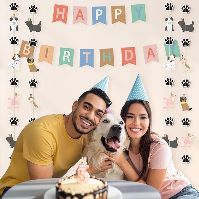 Dog Themed Banner Happy Birthday Banner Backdrop Colorful Decoration Puppy Birthday Party Supplies for Kids Baby Dog Birthday Baby Shower Party Supplies